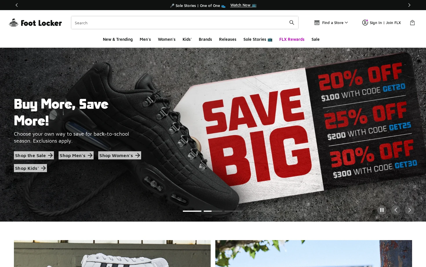 Foot Locker 页面快照